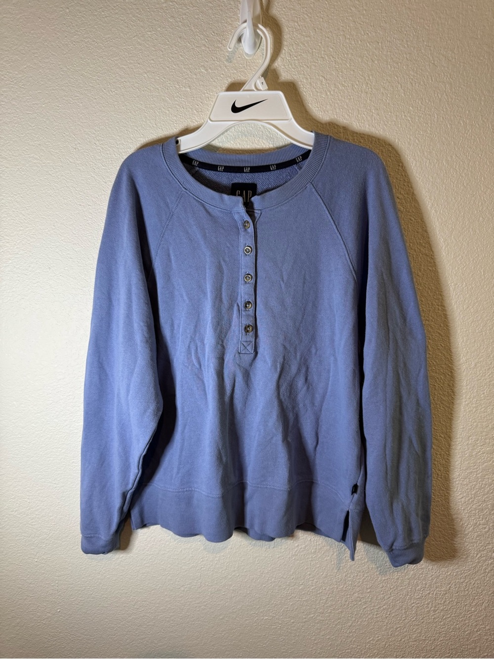 GAP Blue Button Henley Sweatshirt